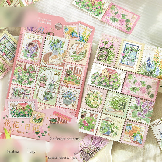Cardlover Gold Stamping Stamp Sticker Plant Wild Notes Exquisite Art Hand-painted Plant Nature Illustrated Hand-painted Plant Nature Hand-painted Hand-painted Hand-sealed Hand-painted Hand-painted