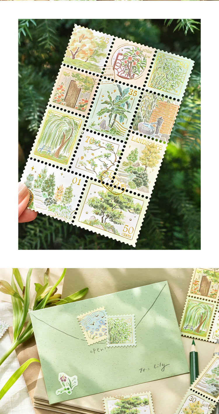 Cardlover Gold Stamping Stamp Sticker Plant Wild Notes Exquisite Art Hand-painted Plant Nature Illustrated Hand-painted Plant Nature Hand-painted Hand-painted Hand-sealed Hand-painted Hand-painted