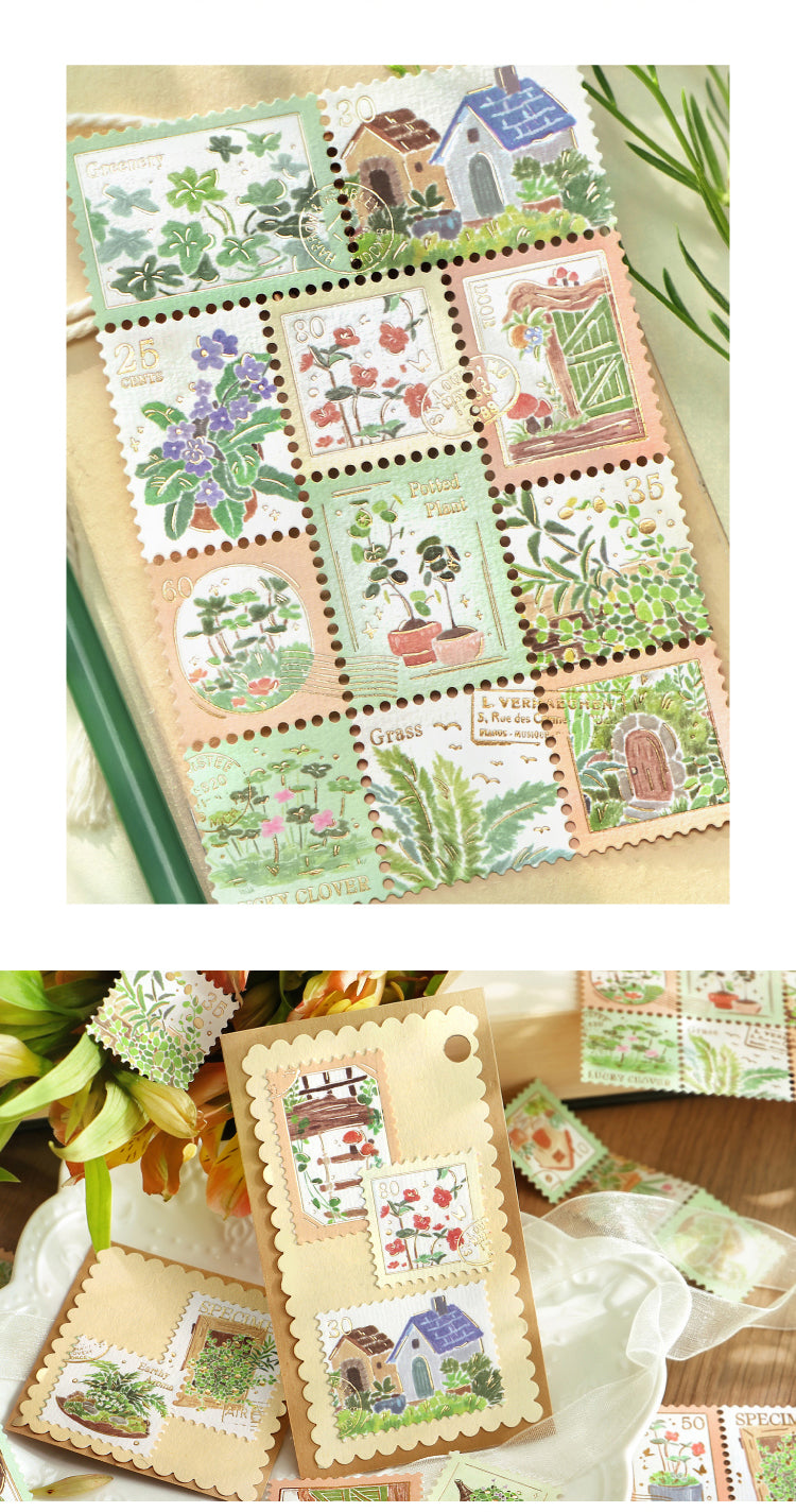 Cardlover Gold Stamping Stamp Sticker Plant Wild Notes Exquisite Art Hand-painted Plant Nature Illustrated Hand-painted Plant Nature Hand-painted Hand-painted Hand-sealed Hand-painted Hand-painted