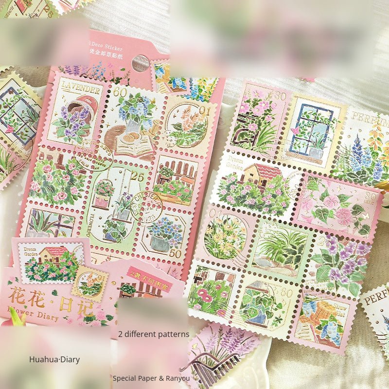 Cardlover Gold Stamping Stamp Sticker Plant Wild Notes Exquisite Art Hand-painted Plant Nature Illustrated Hand-painted Plant Nature Hand-painted Hand-painted Hand-sealed Hand-painted Hand-painted
