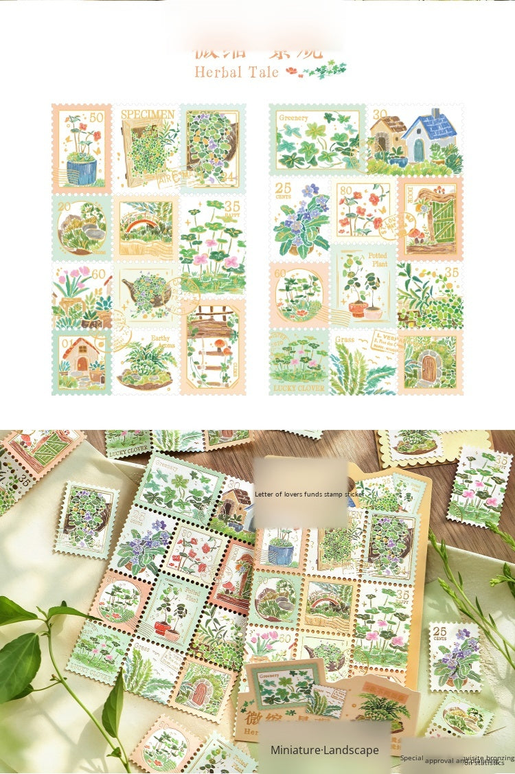 Cardlover Gold Stamping Stamp Sticker Plant Wild Notes Exquisite Art Hand-painted Plant Nature Illustrated Hand-painted Plant Nature Hand-painted Hand-painted Hand-sealed Hand-painted Hand-painted