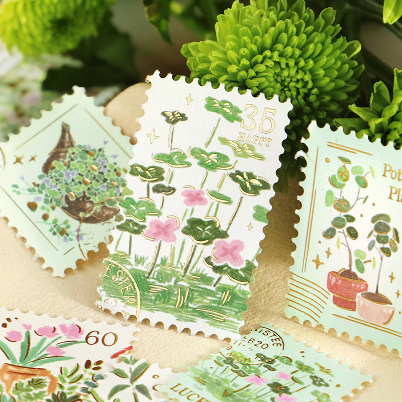 Cardlover Gold Stamping Stamp Sticker Plant Wild Notes Exquisite Art Hand-painted Plant Nature Illustrated Hand-painted Plant Nature Hand-painted Hand-painted Hand-sealed Hand-painted Hand-painted