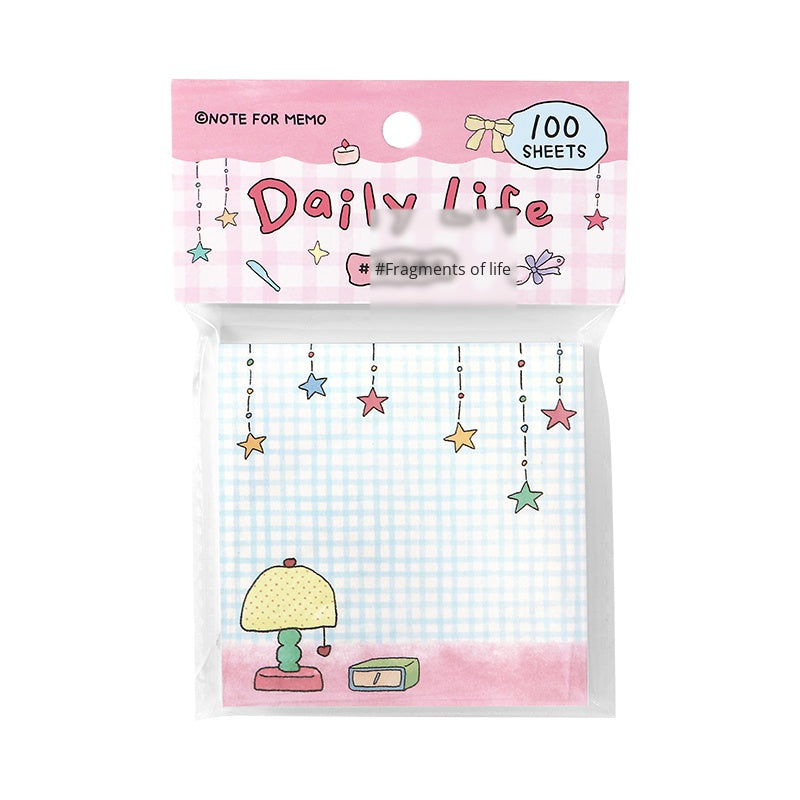 NOTE FOR 100 Sheets Notes Happy Wandering Notes High-saturated dopamine Scribble Line Illustration Handbag Collage Message Notes Fun Doodle Style Border Design Handbag