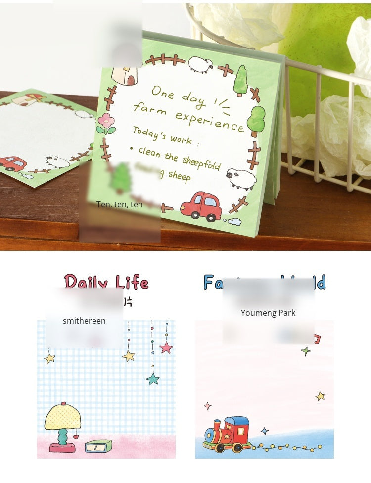 NOTE FOR 100 Sheets Notes Happy Wandering Notes High-saturated dopamine Scribble Line Illustration Handbag Collage Message Notes Fun Doodle Style Border Design Handbag