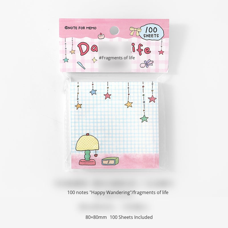NOTE FOR 100 Sheets Notes Happy Wandering Notes High-saturated dopamine Scribble Line Illustration Handbag Collage Message Notes Fun Doodle Style Border Design Handbag