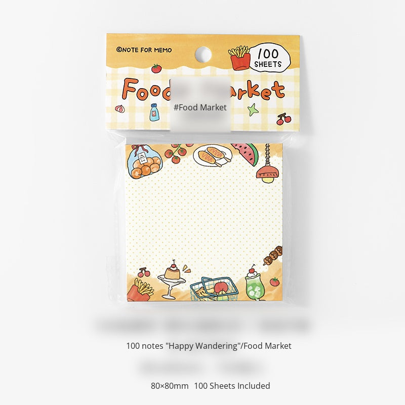 NOTE FOR 100 Sheets Notes Happy Wandering Notes High-saturated dopamine Scribble Line Illustration Handbag Collage Message Notes Fun Doodle Style Border Design Handbag