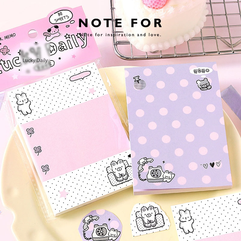 NOTE FOR 80 Sheets Notes graffiti small dots dot stamp girl cute graffiti multifunctional hand ledger material paper memos note message imitation seal interesting pattern hand ledger