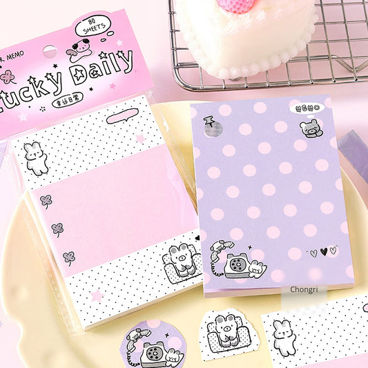 NOTE FOR 80 Sheets Notes graffiti small dots dot stamp girl cute graffiti multifunctional hand ledger material paper memos note message imitation seal interesting pattern hand ledger