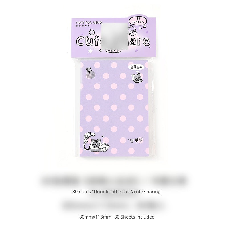 NOTE FOR 80 Sheets Notes graffiti small dots dot stamp girl cute graffiti multifunctional hand ledger material paper memos note message imitation seal interesting pattern hand ledger
