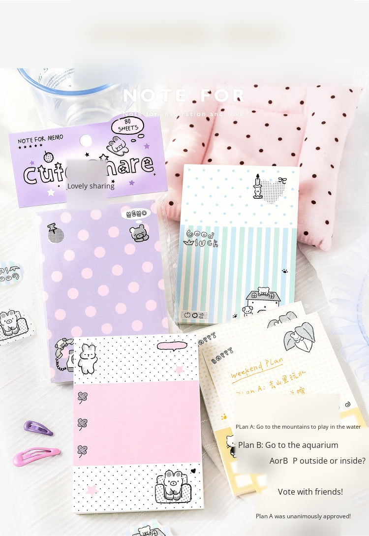 NOTE FOR 80 Sheets Notes graffiti small dots dot stamp girl cute graffiti multifunctional hand ledger material paper memos note message imitation seal interesting pattern hand ledger
