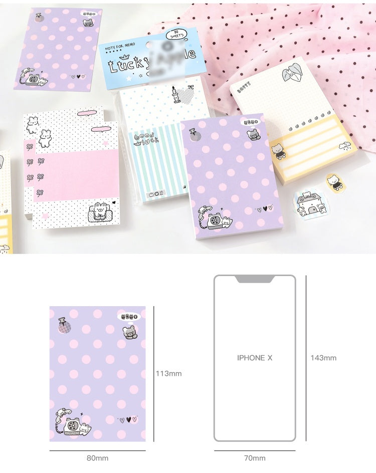 NOTE FOR 80 Sheets Notes graffiti small dots dot stamp girl cute graffiti multifunctional hand ledger material paper memos note message imitation seal interesting pattern hand ledger