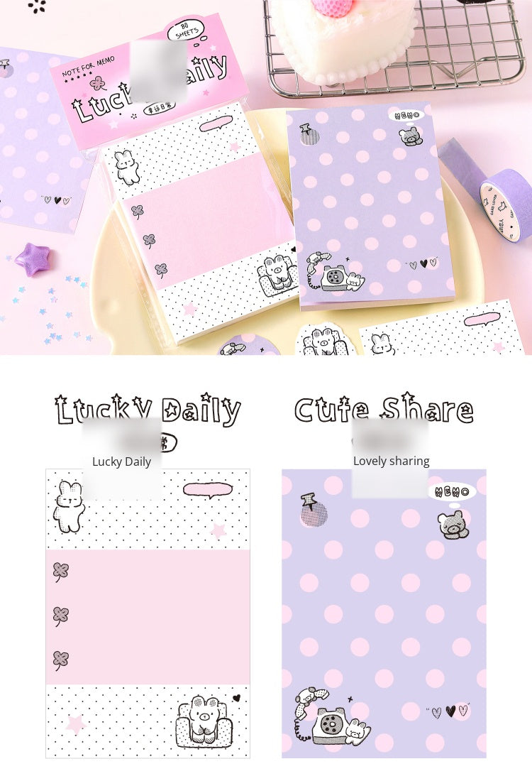 NOTE FOR 80 Sheets Notes graffiti small dots dot stamp girl cute graffiti multifunctional hand ledger material paper memos note message imitation seal interesting pattern hand ledger