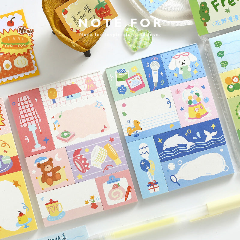 NOTE FOR Quilt Notes Color Dreamland Dopamine Cute Fun Colorful Doodle Material Paper Handpiece Collage DIY Priming Material Writing Creative Quilt Design Material