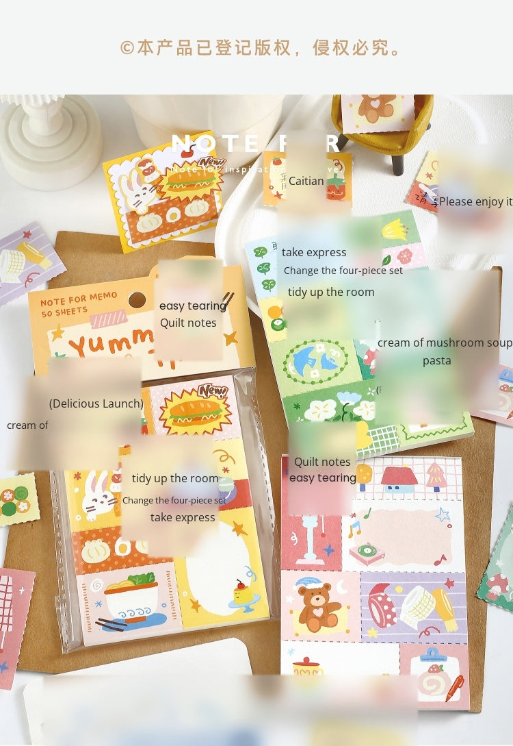 NOTE FOR Quilt Notes Color Dreamland Dopamine Cute Fun Colorful Doodle Material Paper Handpiece Collage DIY Priming Material Writing Creative Quilt Design Material