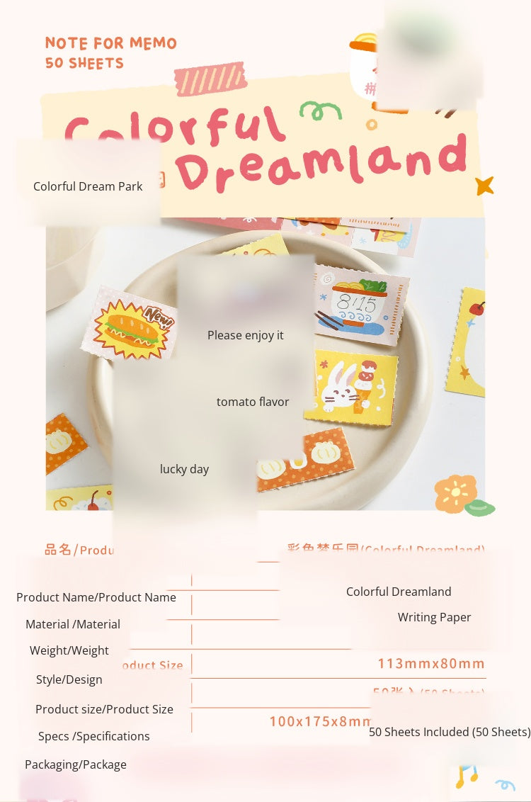 NOTE FOR Quilt Notes Color Dreamland Dopamine Cute Fun Colorful Doodle Material Paper Handpiece Collage DIY Priming Material Writing Creative Quilt Design Material
