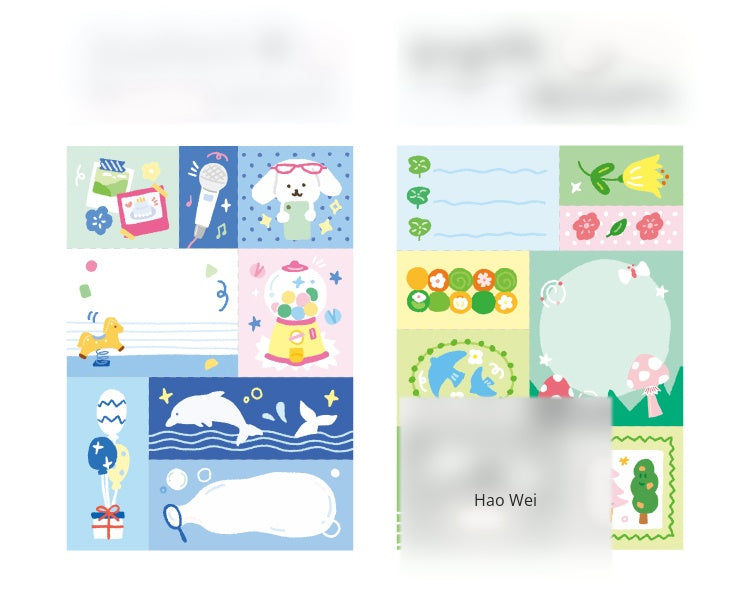 NOTE FOR Quilt Notes Color Dreamland Dopamine Cute Fun Colorful Doodle Material Paper Handpiece Collage DIY Priming Material Writing Creative Quilt Design Material