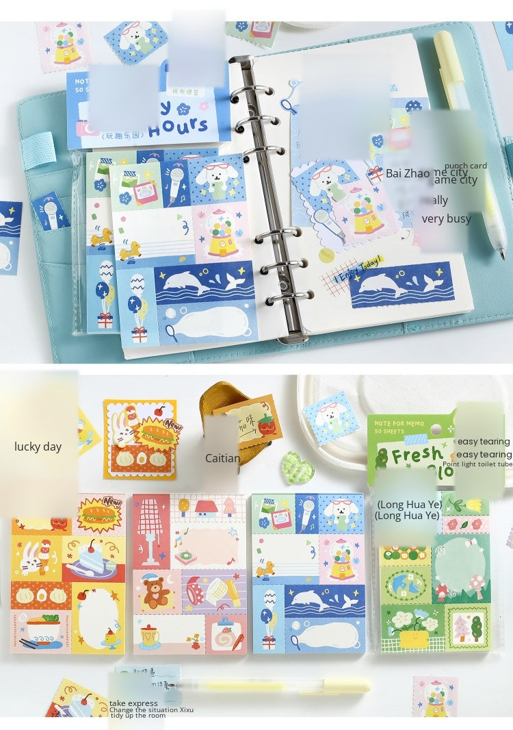 NOTE FOR Quilt Notes Color Dreamland Dopamine Cute Fun Colorful Doodle Material Paper Handpiece Collage DIY Priming Material Writing Creative Quilt Design Material