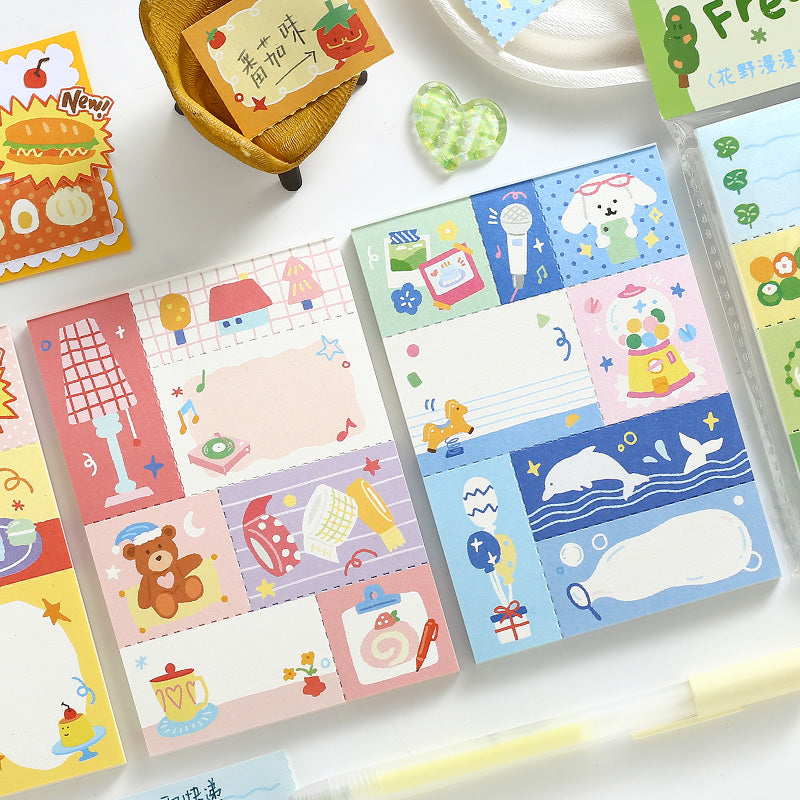 NOTE FOR Quilt Notes Color Dreamland Dopamine Cute Fun Colorful Doodle Material Paper Handpiece Collage DIY Priming Material Writing Creative Quilt Design Material