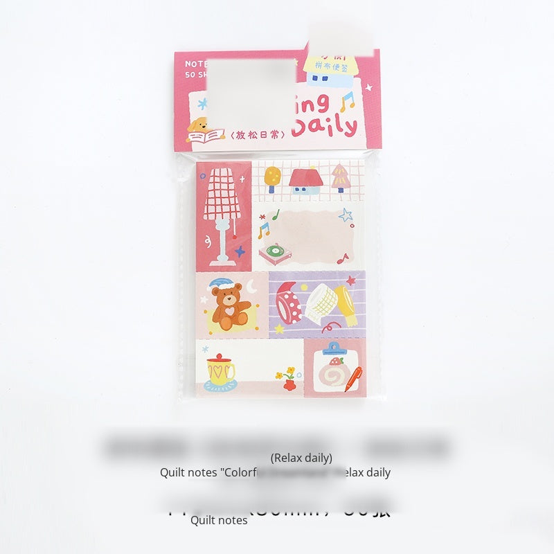 NOTE FOR Quilt Notes Color Dreamland Dopamine Cute Fun Colorful Doodle Material Paper Handpiece Collage DIY Priming Material Writing Creative Quilt Design Material