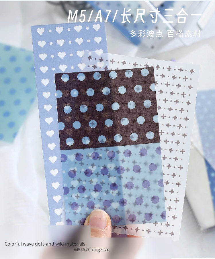NOTE FOR Tracing Paper Notes Diandian Stories Korean simple ins girly style basic wave dot material paper ledger collage decoration DIY handmade colorful wave dot wild material