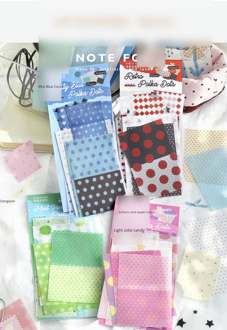 NOTE FOR Tracing Paper Notes Diandian Stories Korean simple ins girly style basic wave dot material paper ledger collage decoration DIY handmade colorful wave dot wild material
