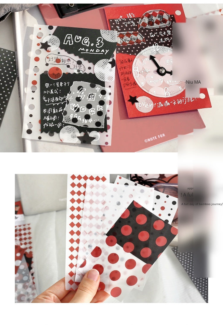 NOTE FOR Tracing Paper Notes Diandian Stories Korean simple ins girly style basic wave dot material paper ledger collage decoration DIY handmade colorful wave dot wild material