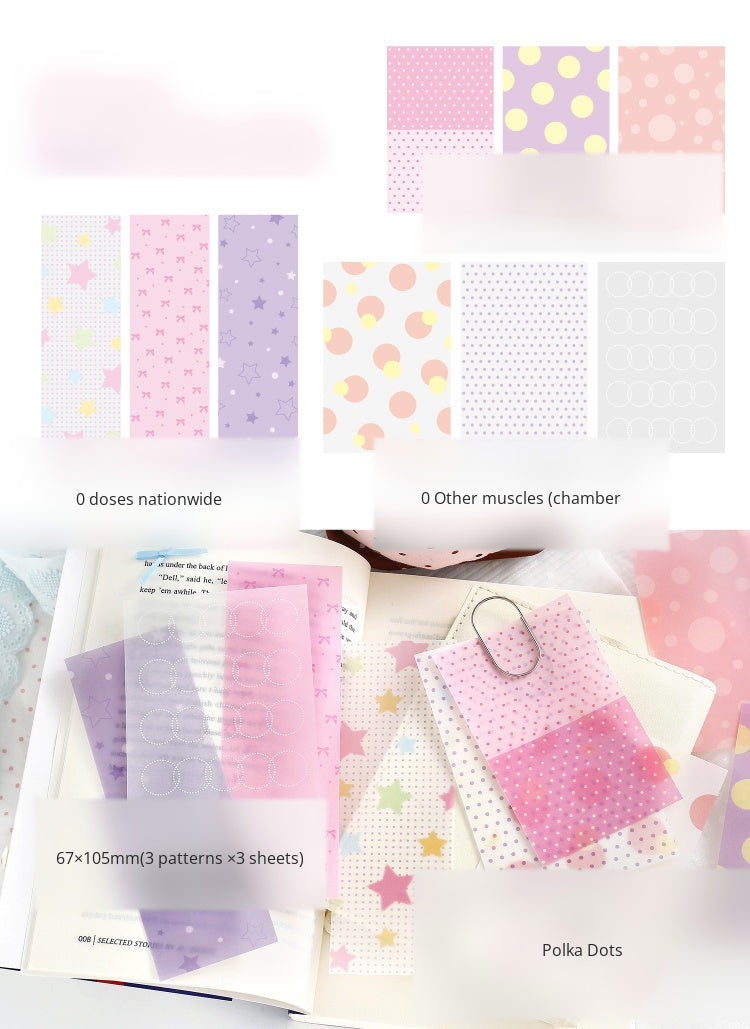 NOTE FOR Tracing Paper Notes Diandian Stories Korean simple ins girly style basic wave dot material paper ledger collage decoration DIY handmade colorful wave dot wild material