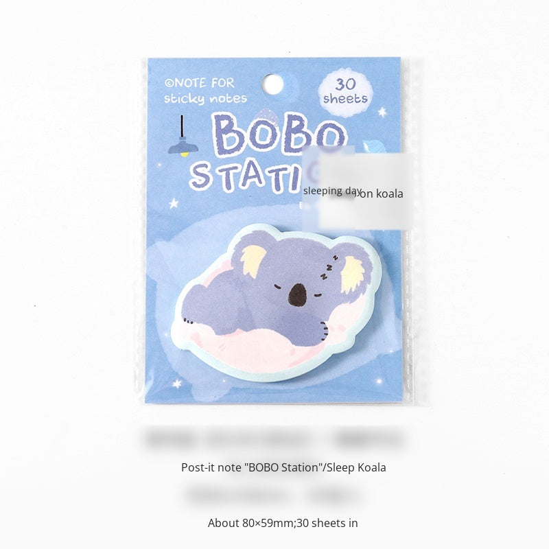 NOTE FOR Post-it Stickers BOBO Station Cute plush animal koala fox red panda hand curtain decoration DIY material writing paper hand curtain memorandum notes collage writing hand curtain
