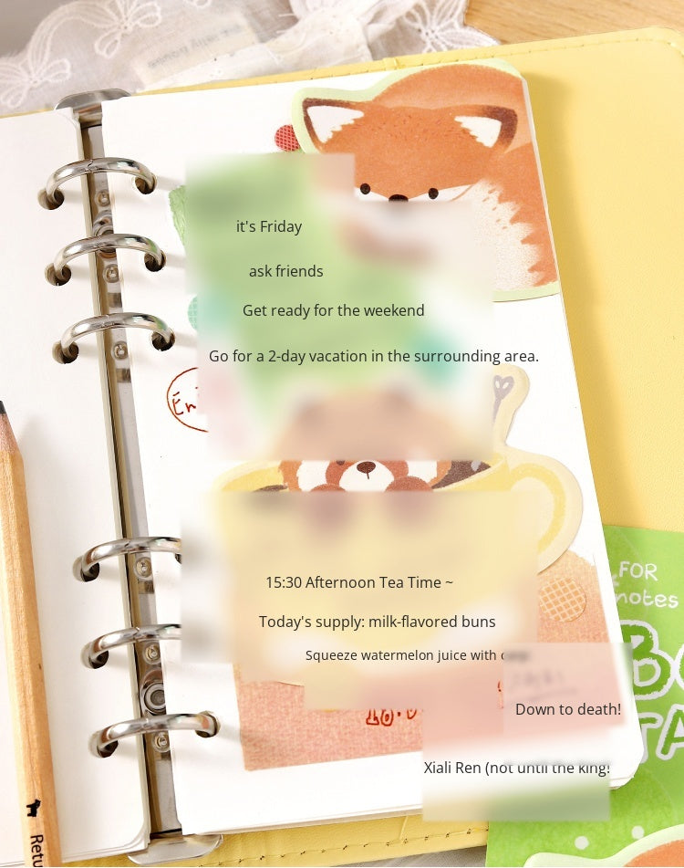 NOTE FOR Post-it Stickers BOBO Station Cute plush animal koala fox red panda hand curtain decoration DIY material writing paper hand curtain memorandum notes collage writing hand curtain