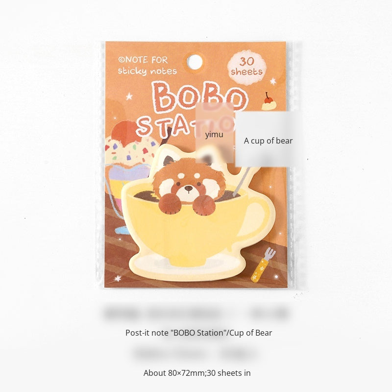 NOTE FOR Post-it Stickers BOBO Station Cute plush animal koala fox red panda hand curtain decoration DIY material writing paper hand curtain memorandum notes collage writing hand curtain
