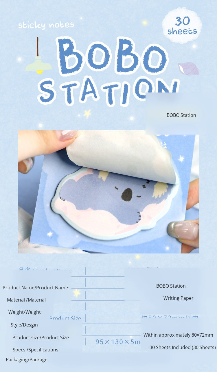NOTE FOR Post-it Stickers BOBO Station Cute plush animal koala fox red panda hand curtain decoration DIY material writing paper hand curtain memorandum notes collage writing hand curtain