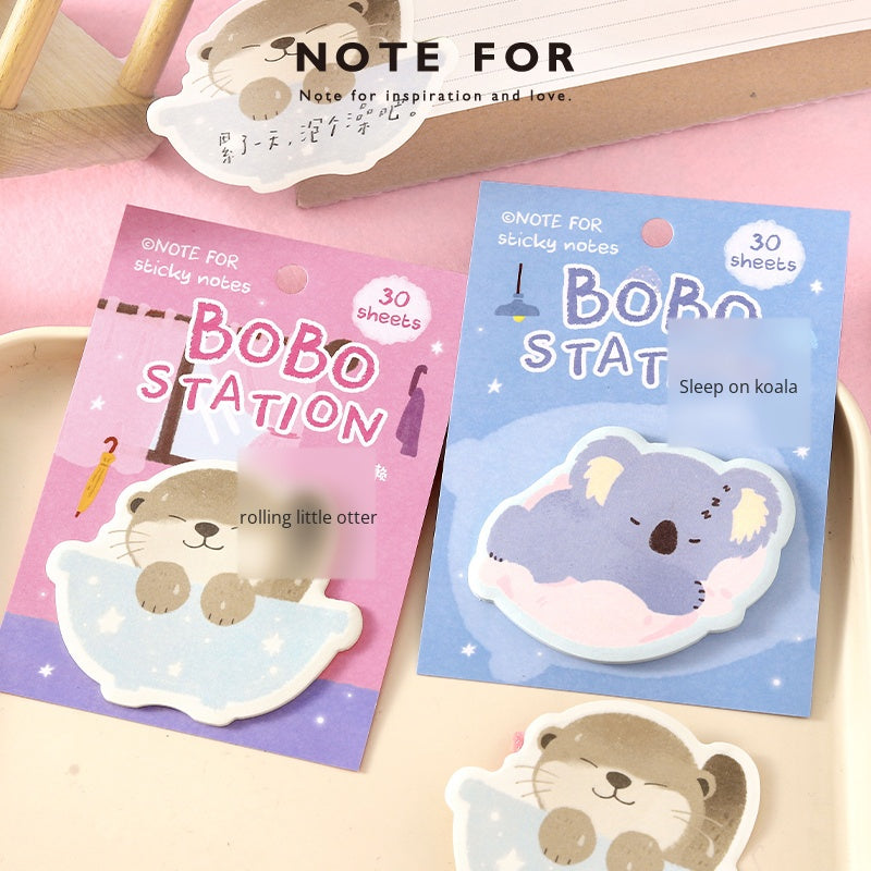 NOTE FOR Post-it Stickers BOBO Station Cute plush animal koala fox red panda hand curtain decoration DIY material writing paper hand curtain memorandum notes collage writing hand curtain