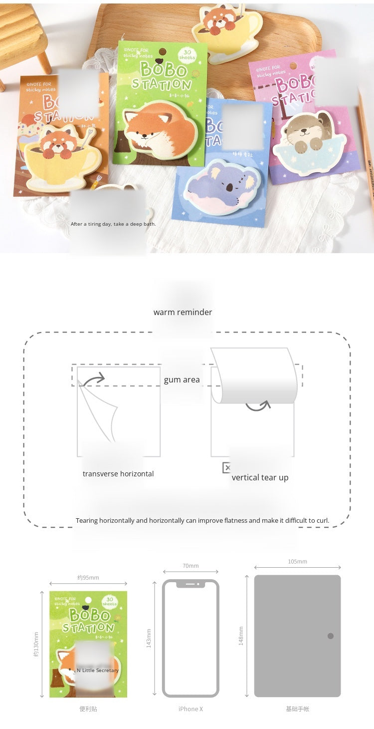 NOTE FOR Post-it Stickers BOBO Station Cute plush animal koala fox red panda hand curtain decoration DIY material writing paper hand curtain memorandum notes collage writing hand curtain