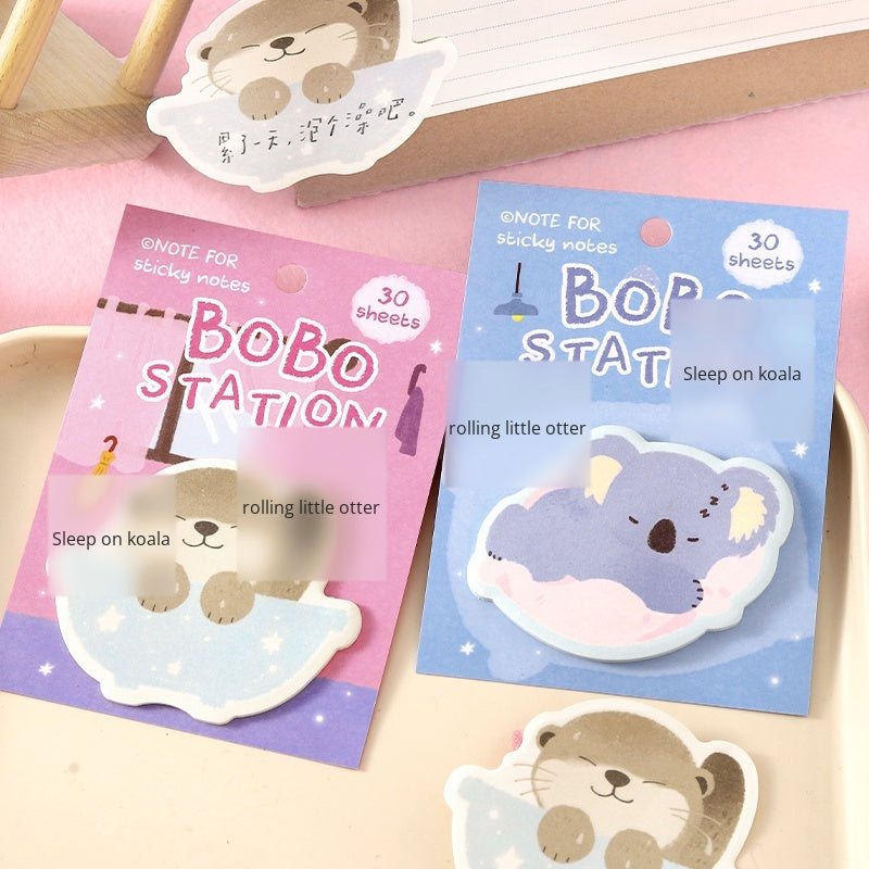 NOTE FOR Post-it Stickers BOBO Station Cute plush animal koala fox red panda hand curtain decoration DIY material writing paper hand curtain memorandum notes collage writing hand curtain