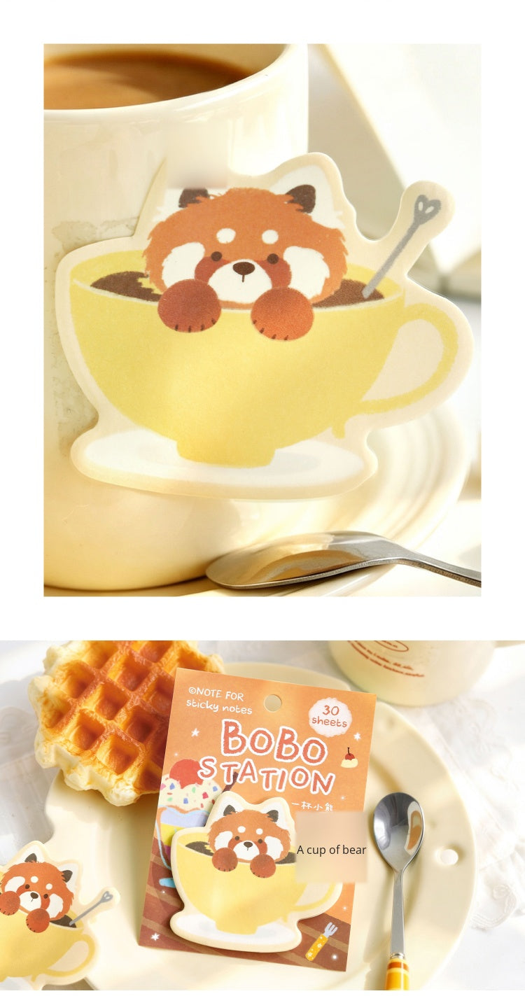 NOTE FOR Post-it Stickers BOBO Station Cute plush animal koala fox red panda hand curtain decoration DIY material writing paper hand curtain memorandum notes collage writing hand curtain