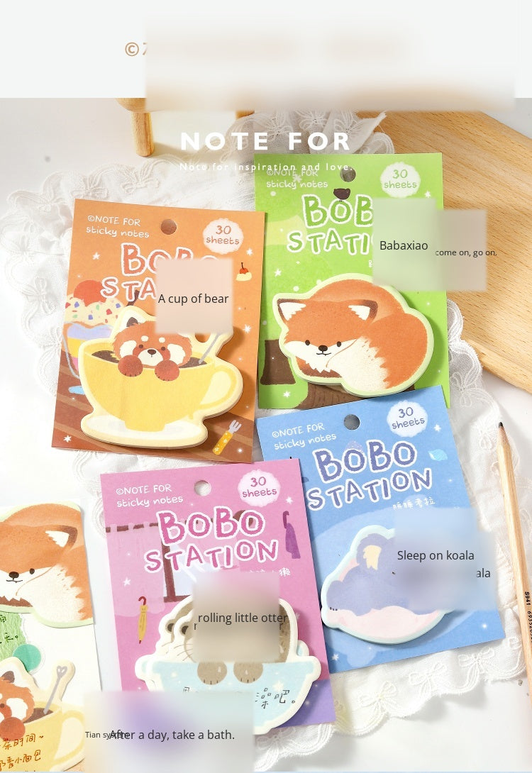 NOTE FOR Post-it Stickers BOBO Station Cute plush animal koala fox red panda hand curtain decoration DIY material writing paper hand curtain memorandum notes collage writing hand curtain