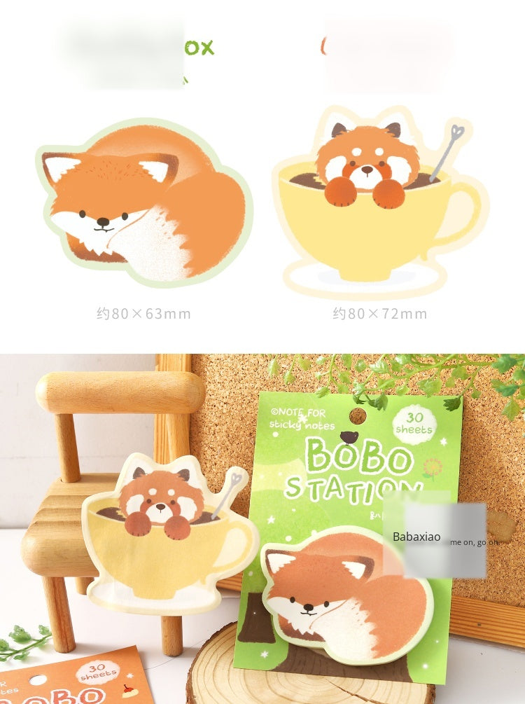 NOTE FOR Post-it Stickers BOBO Station Cute plush animal koala fox red panda hand curtain decoration DIY material writing paper hand curtain memorandum notes collage writing hand curtain