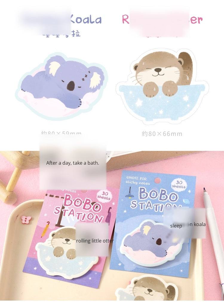 NOTE FOR Post-it Stickers BOBO Station Cute plush animal koala fox red panda hand curtain decoration DIY material writing paper hand curtain memorandum notes collage writing hand curtain