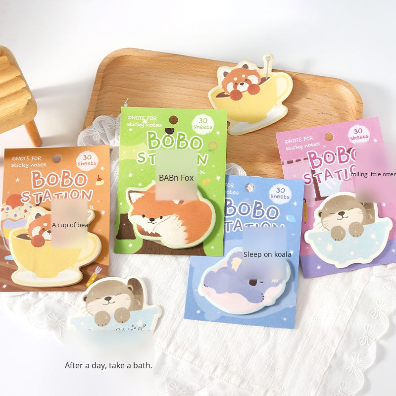 NOTE FOR Post-it Stickers BOBO Station Cute plush animal koala fox red panda hand curtain decoration DIY material writing paper hand curtain memorandum notes collage writing hand curtain