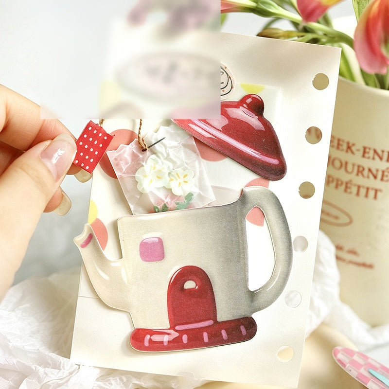 NOTE FOR Convenience Sticker Pottery Workshop Simple cute simulation fun ceramic tableware pattern hand curtain collage decoration DIY material notes simulation ceramic gloss hand curtain