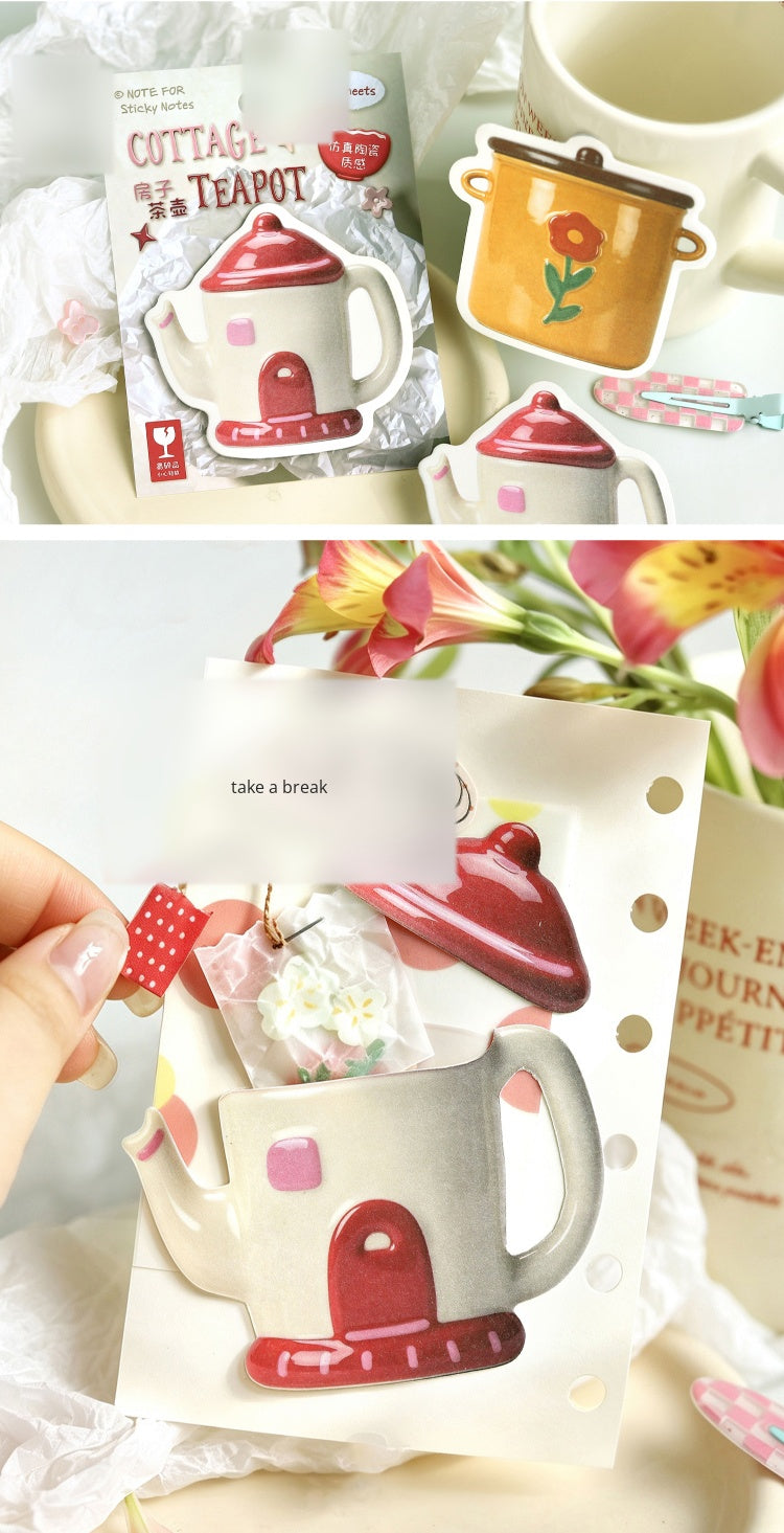 NOTE FOR Convenience Sticker Pottery Workshop Simple cute simulation fun ceramic tableware pattern hand curtain collage decoration DIY material notes simulation ceramic gloss hand curtain