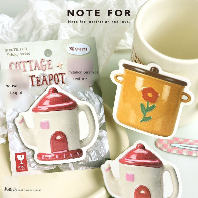 NOTE FOR Convenience Sticker Pottery Workshop Simple cute simulation fun ceramic tableware pattern hand curtain collage decoration DIY material notes simulation ceramic gloss hand curtain