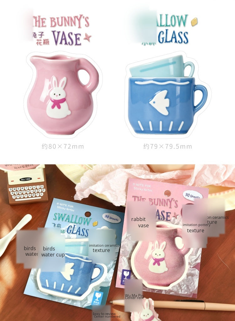 NOTE FOR Convenience Sticker Pottery Workshop Simple cute simulation fun ceramic tableware pattern hand curtain collage decoration DIY material notes simulation ceramic gloss hand curtain