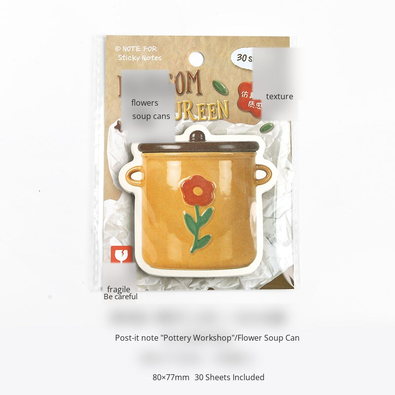 NOTE FOR Convenience Sticker Pottery Workshop Simple cute simulation fun ceramic tableware pattern hand curtain collage decoration DIY material notes simulation ceramic gloss hand curtain