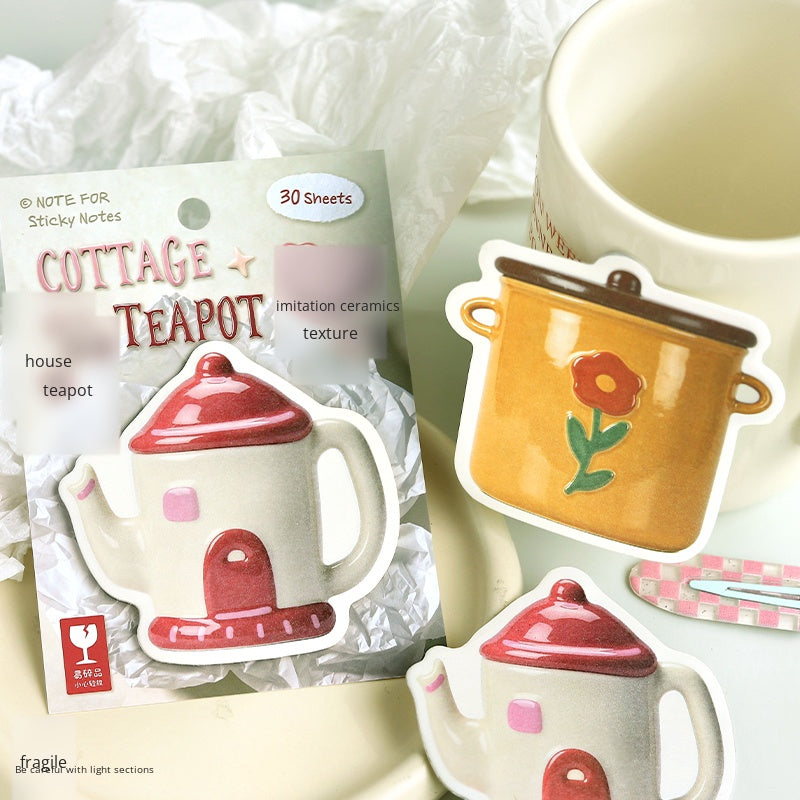 NOTE FOR Convenience Sticker Pottery Workshop Simple cute simulation fun ceramic tableware pattern hand curtain collage decoration DIY material notes simulation ceramic gloss hand curtain