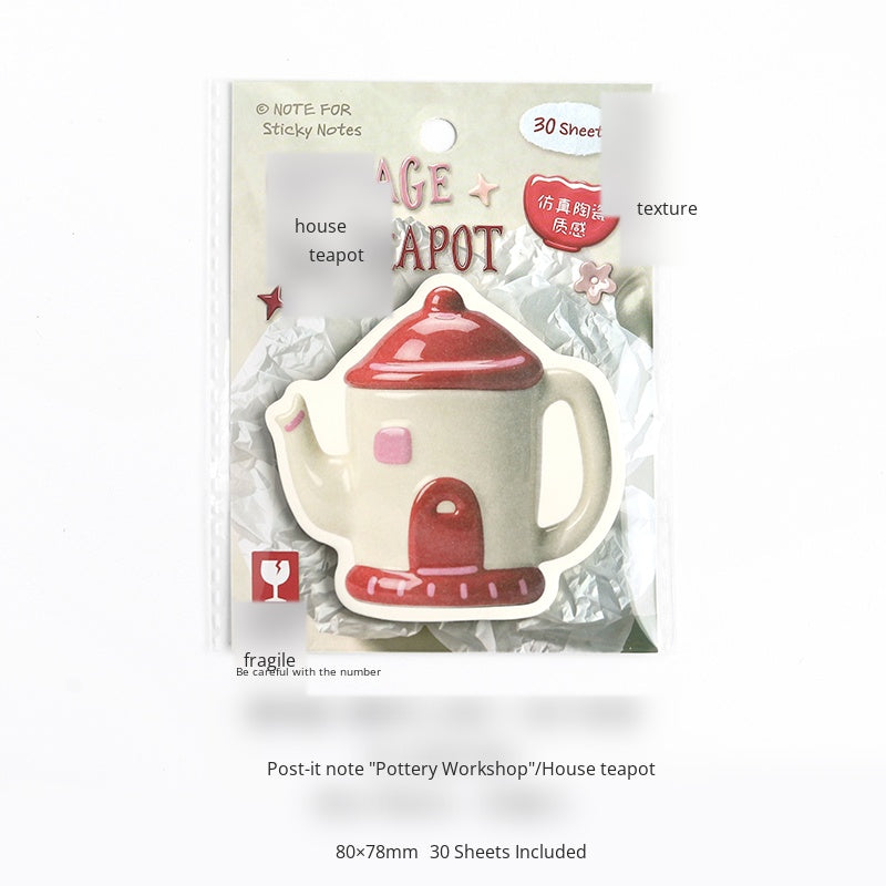 NOTE FOR Convenience Sticker Pottery Workshop Simple cute simulation fun ceramic tableware pattern hand curtain collage decoration DIY material notes simulation ceramic gloss hand curtain