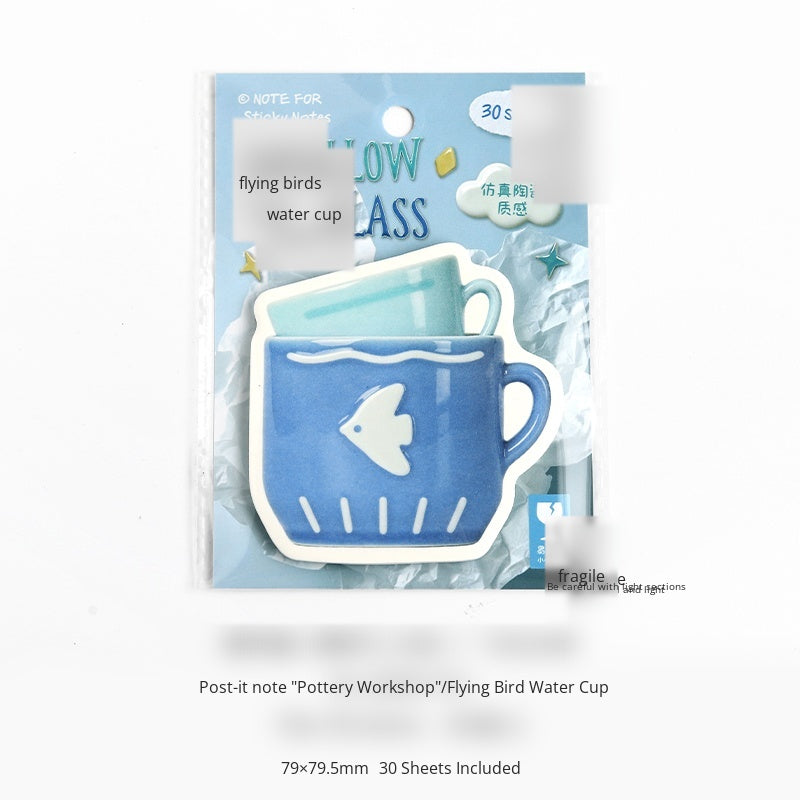 NOTE FOR Convenience Sticker Pottery Workshop Simple cute simulation fun ceramic tableware pattern hand curtain collage decoration DIY material notes simulation ceramic gloss hand curtain