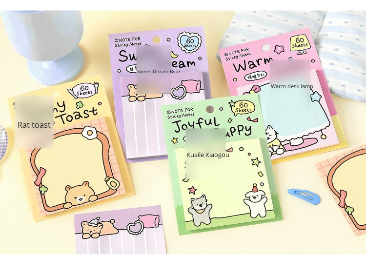 NOTE FOR Post-it notes corner and notes Korean simple cute small illustrations hand accounts collage notes DIY material paper interesting cute pet scene border 60 Sheets Included hand accounts