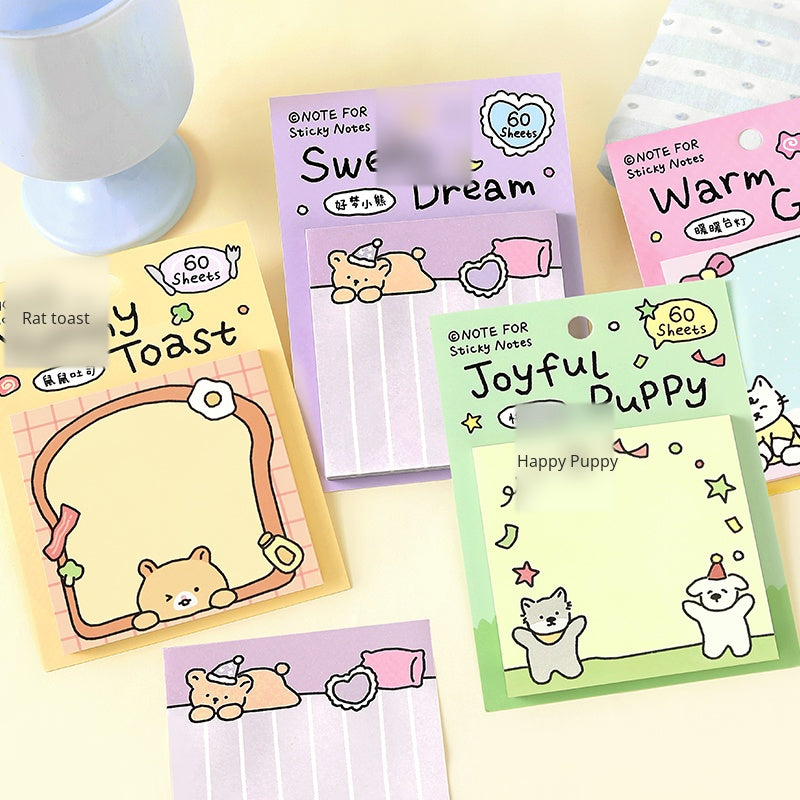 NOTE FOR Post-it notes corner and notes Korean simple cute small illustrations hand accounts collage notes DIY material paper interesting cute pet scene border 60 Sheets Included hand accounts