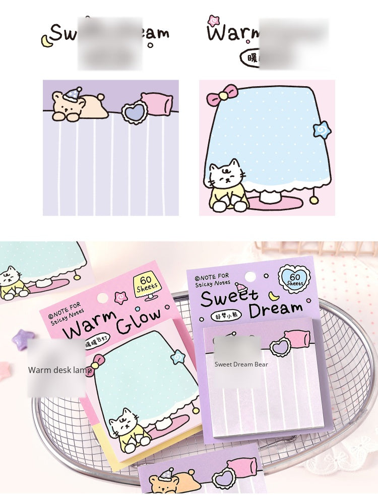 NOTE FOR Post-it notes corner and notes Korean simple cute small illustrations hand accounts collage notes DIY material paper interesting cute pet scene border 60 Sheets Included hand accounts